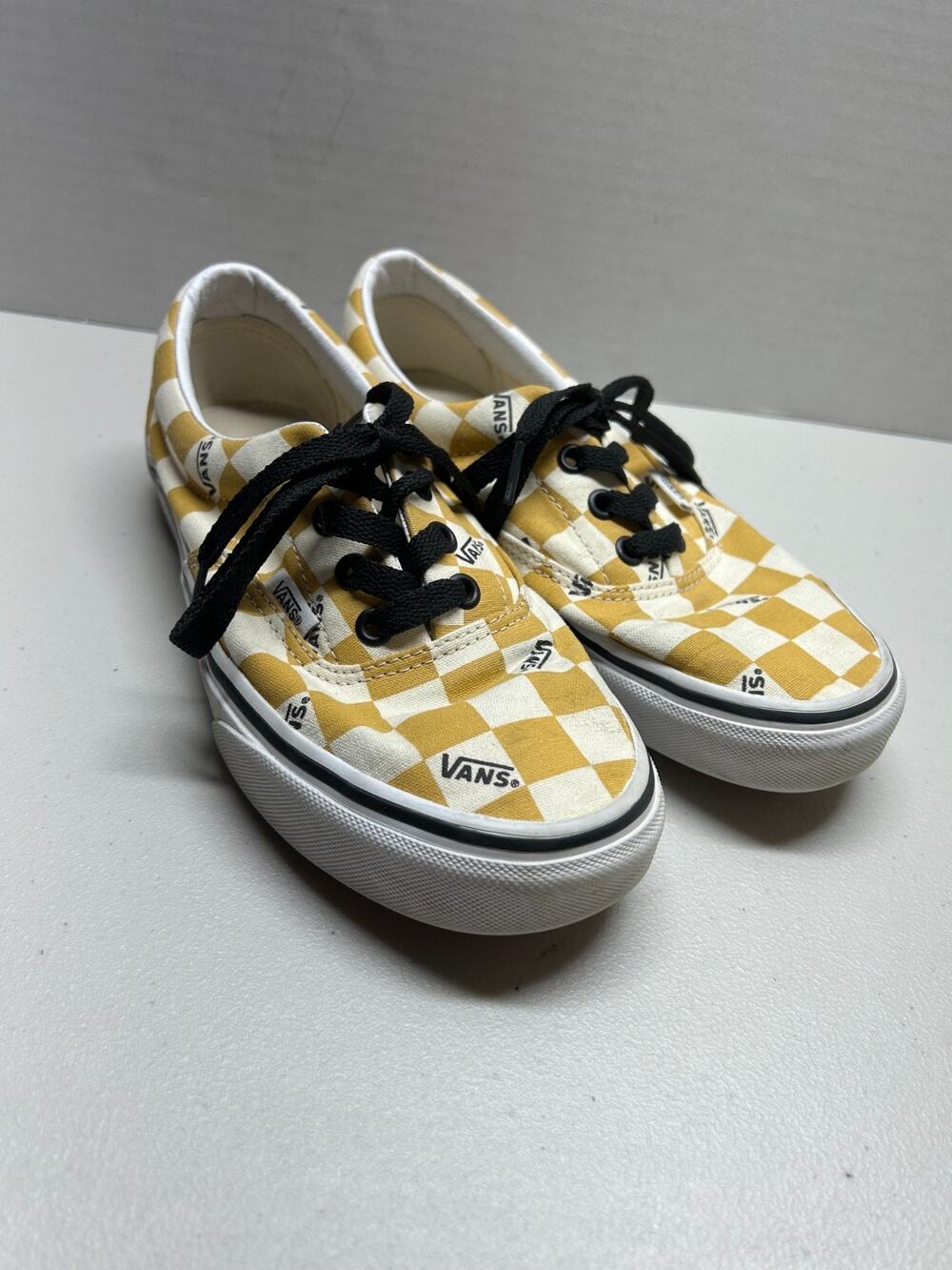 Vans Checkerboard Lace-Up Sneakers Yellow/White Men’s 5 Women’s 6.5